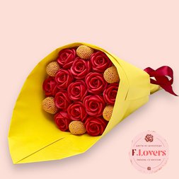 13 красных шоколадных роз с мармеладом