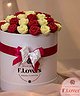 Коробка из 35 шоколадных роз "Красное и белое"